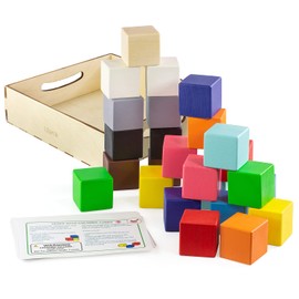 Ulanik Colored Cubes Average Montessori Toy Wooden Sorter Game 25 Cubes 40 mm Age 3+ Color Sorting and Counting Preschool Learning Education