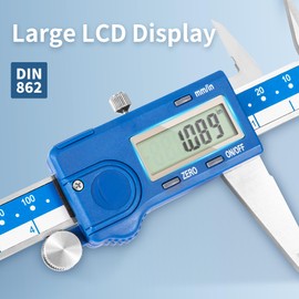 Dasqua Left-Handed Digital Caliper 0-8"/0-200mm Stainless Steel with LCD Screen, Dual Unit (in/mm), High Precision Measuring Tool, Accuracy ±0.0015"/0.03mm