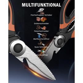 Kitchen Scissors, Household Scissors Made of Stainless Steel, Sharp Durable Scissors Kitchen, Dishwasher Safe, All-Purpose Scissors with Bottle Opener & Nutcracker, Kitchen Scissors for Chicken, Fish,