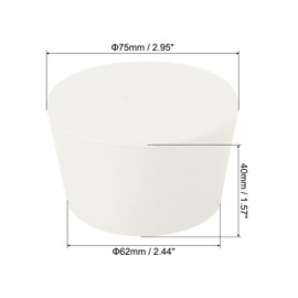 sourcing map Rubber Tapered Plug 62mm to 75mm Solid Test Tubes Bungs Stopper White for Lab Home 2 Pieces