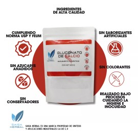Saisa Herbal Gluconato De Calcio Bolsa Con 1 Kg. Sabor Natural