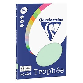 Clairefontaine 4105C Trophée PPP Printer Paper for All Laser Printers, Copiers and Inkjet Printers, DIN A4 (21 x 29.7 cm) 80g, 1 Ream of 100 Sheets, Green
