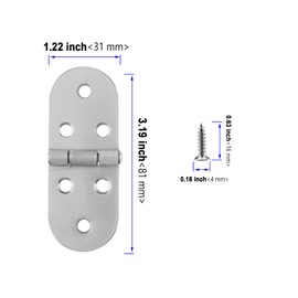 PUCSIQ Pack of 14 Flip Top Hinges, 180 Degree Hinge, Foldable, Stainless Steel Hinge, with 84 Screws, Fitting, Furniture Hinge, Folding Hinge Edge for Cabinets, Table, Folding Table, Rounded