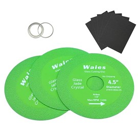 Waies Glass Cutting Disc with 7/8" (22.23mm) Hole 4.5 Inch Glass Ceramic Cutting Polishing Disc for Angle Grinder Diamond Ultra-Thin Saw Blade for Grinding of Glass Jade Crystal Tile (3pcs)