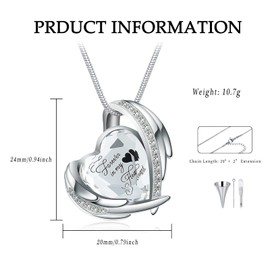 VCCWYQK Cremation Jewelry Crystal Heart Necklace for Ashes, Urn Necklace Keepsake for Urn for Memorial Jewelry (Silver)