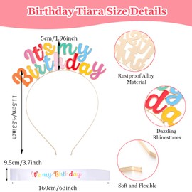 LLOUSSAK Birthday Girl Headband Set, Its My Birthday Headband, Rainbow Birthday Sash and Crown, Happy Birthday Headpiece for Women Girls Party Decorations (Colorful)