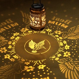 Johiux Christmas Gifts for Mum,Garden Gifts for Mum,Solar Lantern Garden Ornaments Outdoor,Metal Solar Lights Outdoor Garden Waterproof,Hummingbird Gifts for Mum Birthday Gifts.