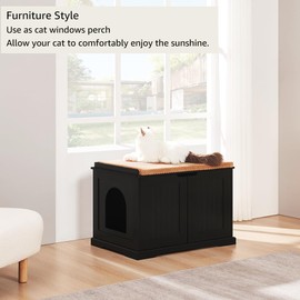 unipaws Black Cat Litter Box Enclosure Furniture, Kitty Hidden Litter Box Cover, Concealed Litter Box Cabinet, Dog Proof Cat Litter Boxes, Hideaway Litter Box, Cat House