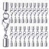 20pcs Stainless Steel Leather Cord Ends with Lobster Clasp Connector