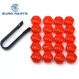 Unbranded 20Pcs Wheel Nut Bolt Cover Caps Wheel Nut Lug Dust Bolt Rims Tire 17mm - Red