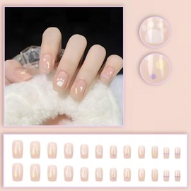 [ALLEVG] Nail Tips, Summer, 24 Pieces, Nail Tips, Short, Autumn, Cute, Popular, Japanese Style, Cute, Simple, Stylish, Coming of Age Ceremonies, School Entrance Ceremonies, Graduations, Weddings