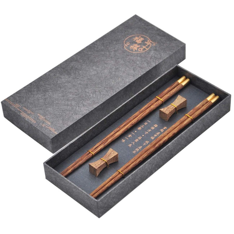Wooden Chopsticks Reusable with Case, Chinese Chop Sticks Set with