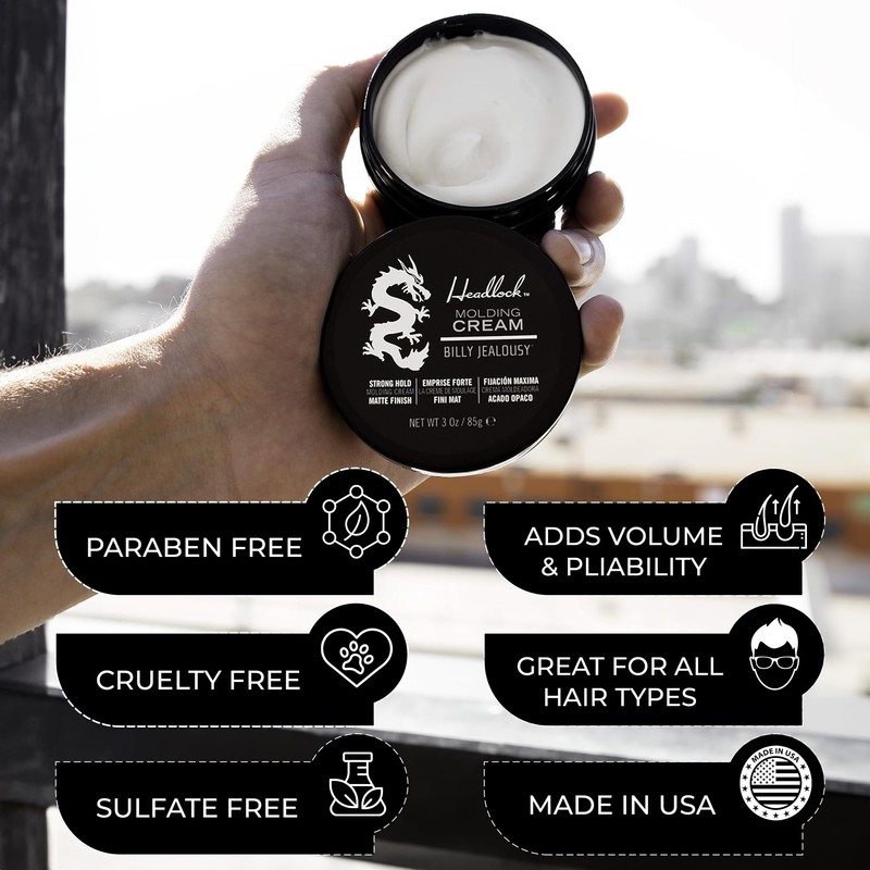 Billy Jealousy Headlock Hair Molding Cream, Hair Styling Cream for