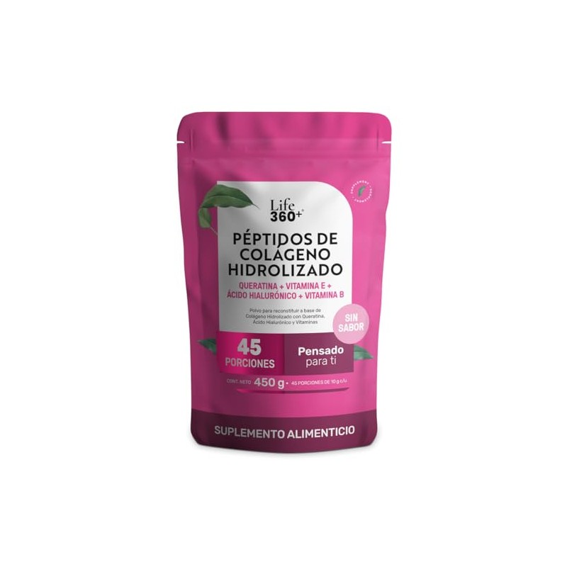Life 360 Collagen Blend 450 Colágeno Hidrolizado Queratina Ácido Hialurónico