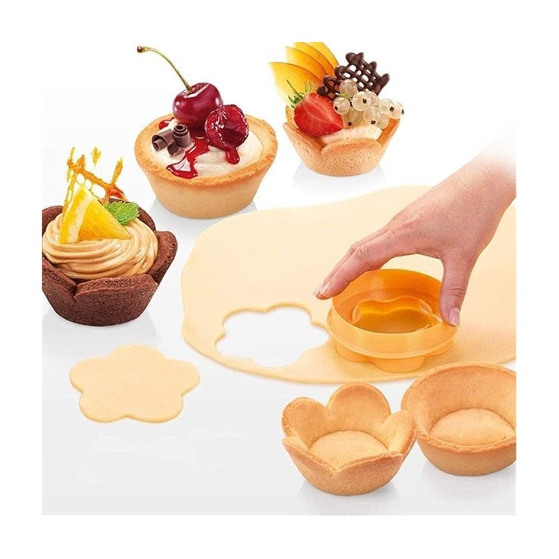 Crovakeu 1 Set Reusable Tart Tamper Kit with Flower Plunger