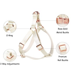 Lionet Paws Dog Harness, No-Pull Adjustable Silk Nylon Webbing Pet Harness with Metal Buckle for Medium Dogs Easy Walking, White, M