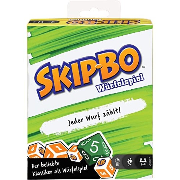 Mattel Games Skip-Bo Roll & Write Family Dice Game with Dry Erase Boards and Markers for 7 Years Old and Up, Multicolor
