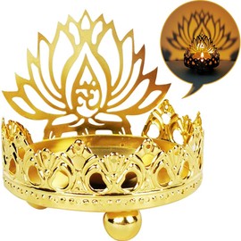 Kelendle Shadow Lotus Tealight Candle Holder Metal Votive Wraps Candle Light Holder Stand Table Decorative Showpiece for Living Room Office Lucky Figurine Home Decor Buddha Statue