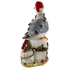 Needzo Christmas 2023 Seagull Statue Wrapped in String Lights with Anchor, Nautical Holiday Tabletop Decorations for Home, 8 Inches