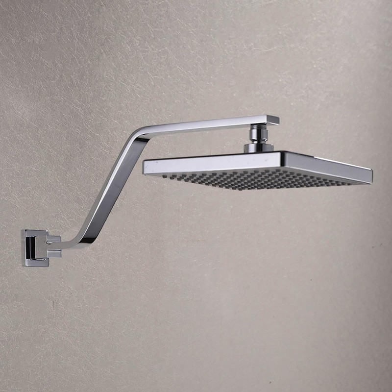 16 Inch S Shape Chrome Shower Head Arm, Square Wall