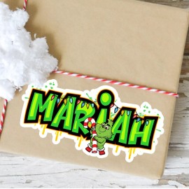 Xpress Yourself Boutique, LLC Custom Christmas Name Sticker Popular Character Candy Cane Graffiti Vinyl Decal - 3" (1 Sticker)