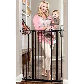 Regalo Regalo Easy Step Extra Tall Walk Thru Baby Gate, Bonus Kit, Includes 4-Inch Extension Kit, Pressure Mount Kit and Wall Cups and Mounting Kit, Black, 4 Count (Pack of 1)