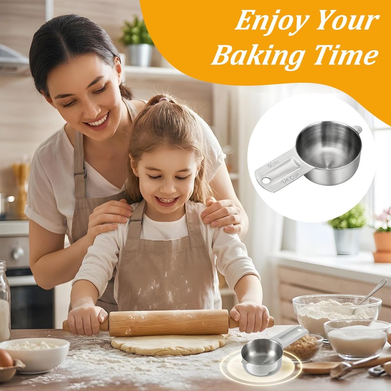 2 Pcs 1/4 Cup Stainless Steel Measuring Cup 60ml |