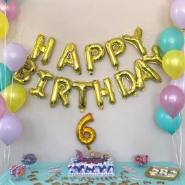 Happy Birthday Balloons, Party Decorations, Balloons, Letter Flag Set, Decoration Decoration, 16 Inches, For Kids and Adults (Gold)