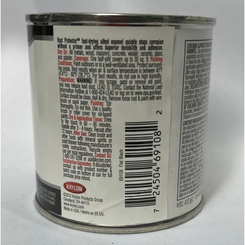 KRYLON Rust Protector and Preventative Enamel with Primer Half-Pints FLAT