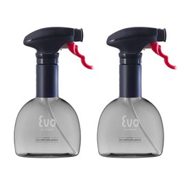 Evo Mini Oil Sprayer Bottle | Non-Aerosol for Olive Oil, Cooking Oils, Vinegars | 8-Oz Capacity | Rotatable Nozzle | Gourmet Cooking Tools - Food-Safe Materials - Charcoal, Set of 2