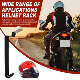 Jinfrey Motorbike Helmet Rack Heavy Duty, Motorcycle Helmet Holder Wall Mount, Helmet Display Hanger with 2 Hooks for Cycling Baseball Rugby Police Football Helmet