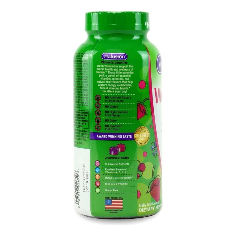 Vitafusion Multivitamínico Para Mujeres Con 220 Gomitas Frutos Rojos