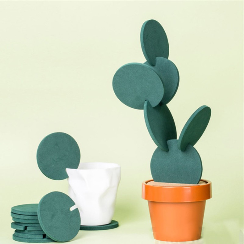 7 Pcs Cactus Coaster Set Cute Funny Green Cactus Coaster