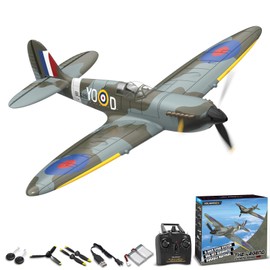 volantexrc RC Plane, 4 Channel Remote Control Airplane Fighter Spitfire RTF with Aileron, Gyro, Aerobatics & 3 Modes Easy to Fly, Hobby Radio Controlled Aircraft for Beginners & Adults (Blue)