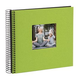 goldbuch Bella Vista Spiral Album, Memory Album with Picture Cut-Out Cover, Photo Album with 40 Black Pages, Photo Album for Gluing, Photo Book Made of Linen, Paper, Green, Approx. 20 x 20 x 2.7 cm