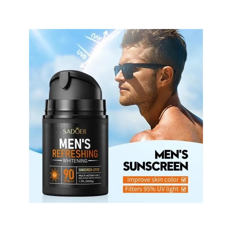 Protector Solar Para Hombre, Aclarante, No Graso, Spf 90