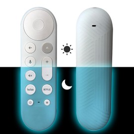 BAOKZZOM Silicone Case Cover for Google TV Streamer (4K) Voice Remote 2024 - Protective (Anti-Slip) Shockproof Lightweight Remote Cover (Blue Grow in th Dark)