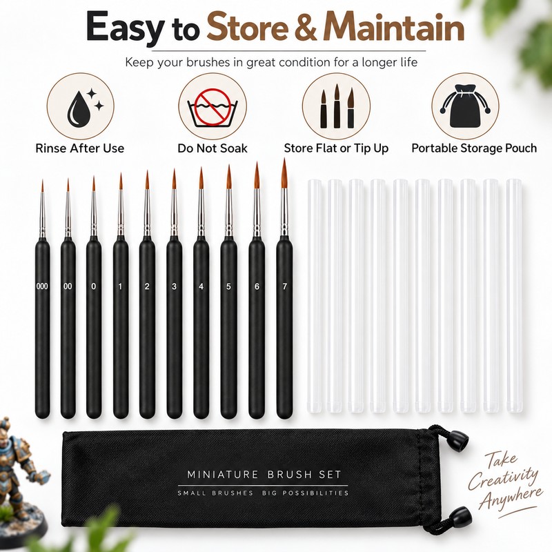 10-Piece Detail Paint Brush Set – Fine Nylon Miniature Brushes