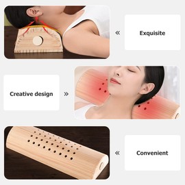 Healvian Therapeutic Wooden Pillow Chinese Moxa Lumbar Pillow Korean Round Neck Pillow for Neck Back Moxibustion Lumbar Support Massage