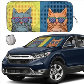[Actualización 2026] Parasol para parabrisas, gafas de sol de gato para coche, SUV, camión, mantiene el vehículo fresco, fácil de usar, protege el vehículo de daños a altas temperaturas y reflejos