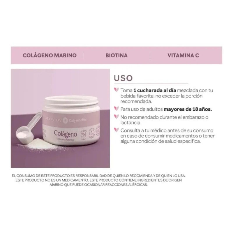 2 Colágeno Marino, Vitamina C, Biotina Mary Kay Suplemento