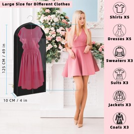 Stykontin 50"Garment Bags for Hanging Clothes (Set of 3) with 4" Gussetes, Suit Cover for Closet Storage/travil. For Dresses Long Coats, Jacket, Sweater, Shirts.Suitable for Adults.