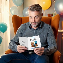 Funny Dad Birthday Card, Sleeping Watching TV Design, Blank Inside with Kraft Envelope #1815