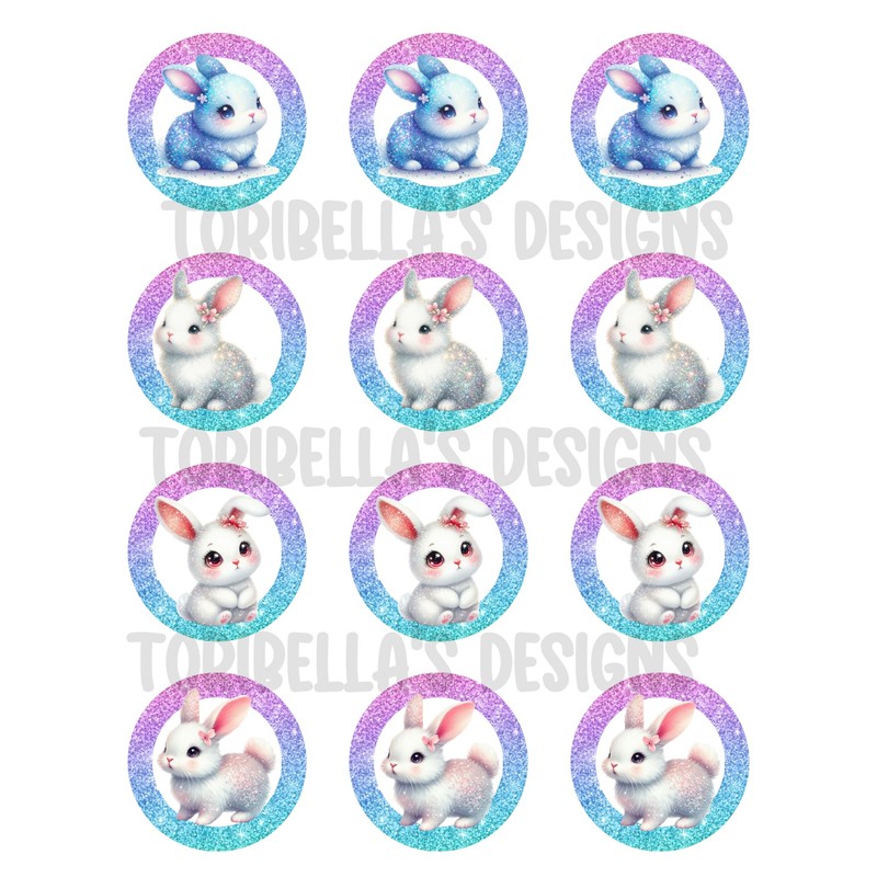 Cute Easter Bunny Edible Images Wafer Precut Easter Cupcakes Twelve