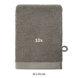 Blumtal Towel Set, 10 Face Cloths 15 x 21 cm, Soft and Absorbent, 100% Cotton, Oeko-Tex 100 Certified, Grey