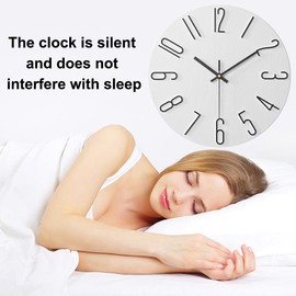 ALEENFOON 30 cm Round Modern Quiet Wall Clocks Without Ticking Noises Indoor Clock Non-Ticking Frameless 3D Number Wall Clocks Thin Hanging Clock for Living Room Kitchen Office Bedroom (White -1)