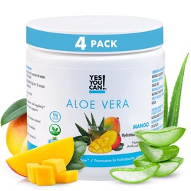 Yes You Can! Organic Aloe Vera Drink Mix - Super Greens Powder - Energy Drink Powder - Pure Aloe Juice Infused - Organic Superfoods - Made in The USA - Mango - 40 Servings (Pack of 4)