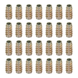 MECCANIXITY 28 Pcs Threaded Inserts for Wood, Zinc Alloy M6 Thread Inserts Nuts Hex-Flush Socket Drive Screw 20mm Length for Furniture, Cabinet, Tables and Chairs