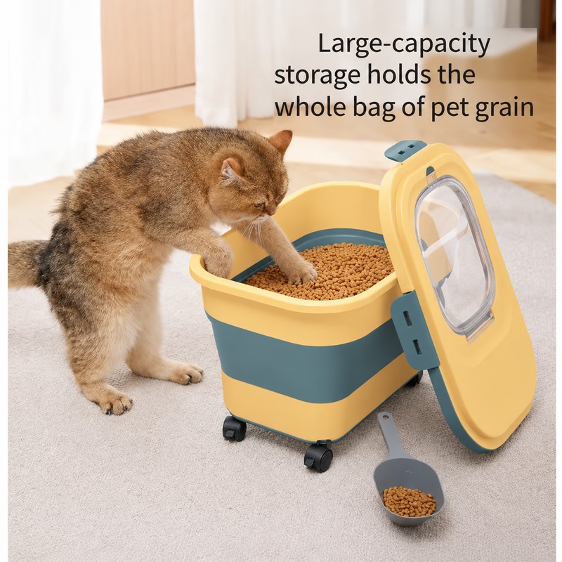 Collapsible Airtight Food Storage Container – Sealed Lid for Pet