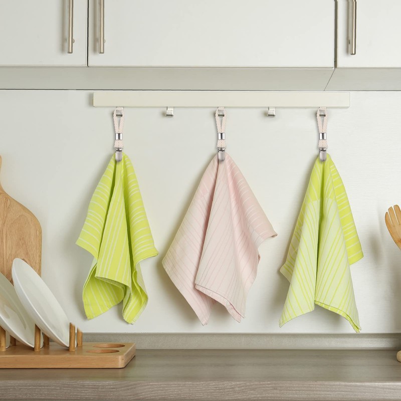 6 pcs Towel Clips, Metal Tea Towel Hooks with Woven